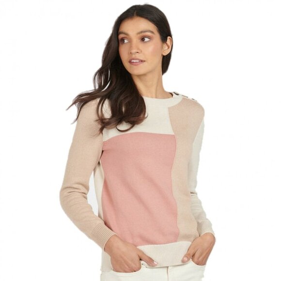 Barbour Pink and Cream Crew Neck Sweater - Picture 1 of 6